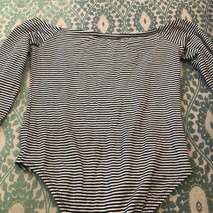 Off the shoulder black and white bodysuit